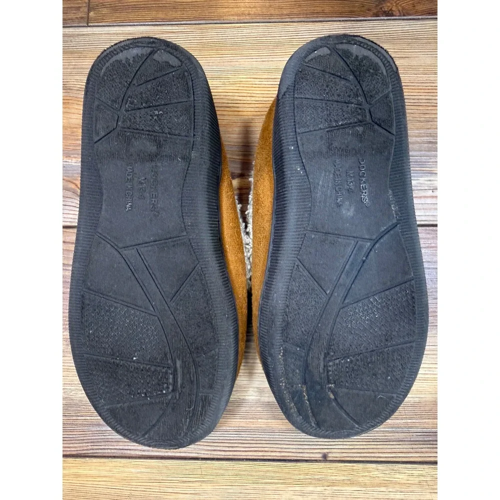 Dockers Kids Moccasin Slippers Tan Faux Suede Sherpa Lined Shoes Size M 13-1
